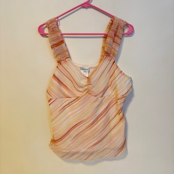 Fashion Bug Y2K Cinched Fit and Flare V Neck Sleeveless Tank Blouse Orange Large - Picture 1 of 3